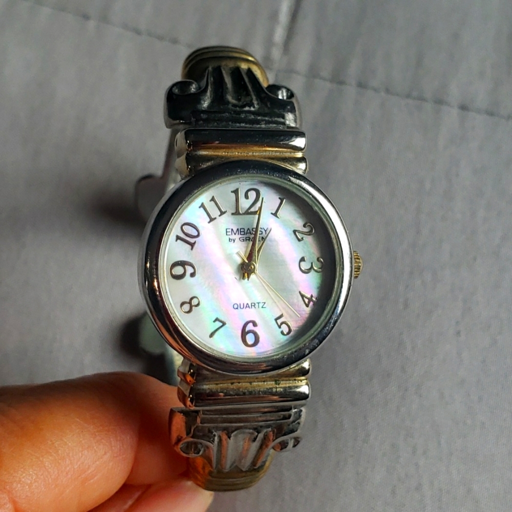 Embassy by Gruen Mother of Pearl Cuff Watch